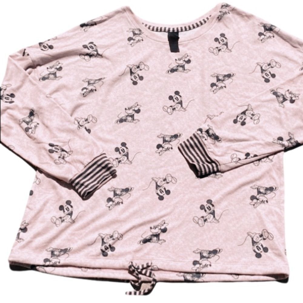 Disney 2 Piece Wms Sz Lrg Mauve Mickey and Minnie Jogger Style Soft Cozy Pajamas - Picture 3 of 4